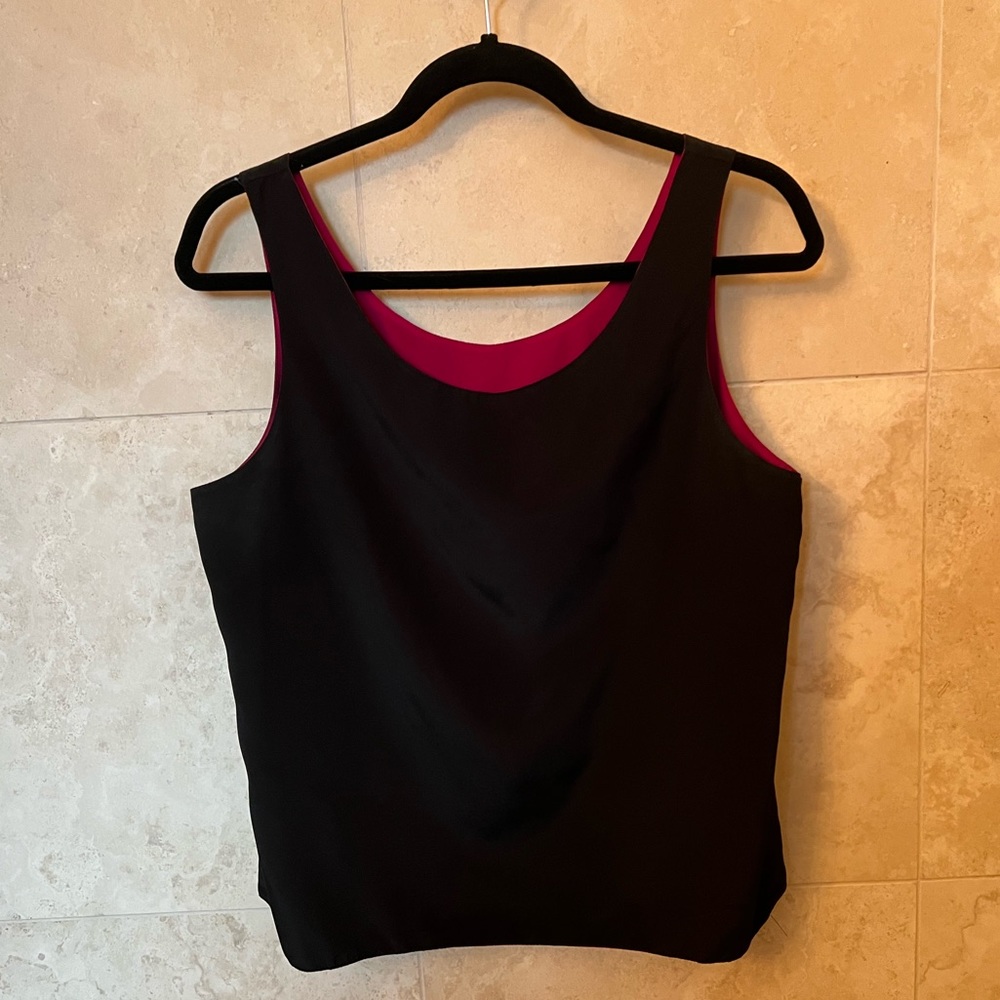 Silk Tank Top Black and Magenta Pink Cami Tank